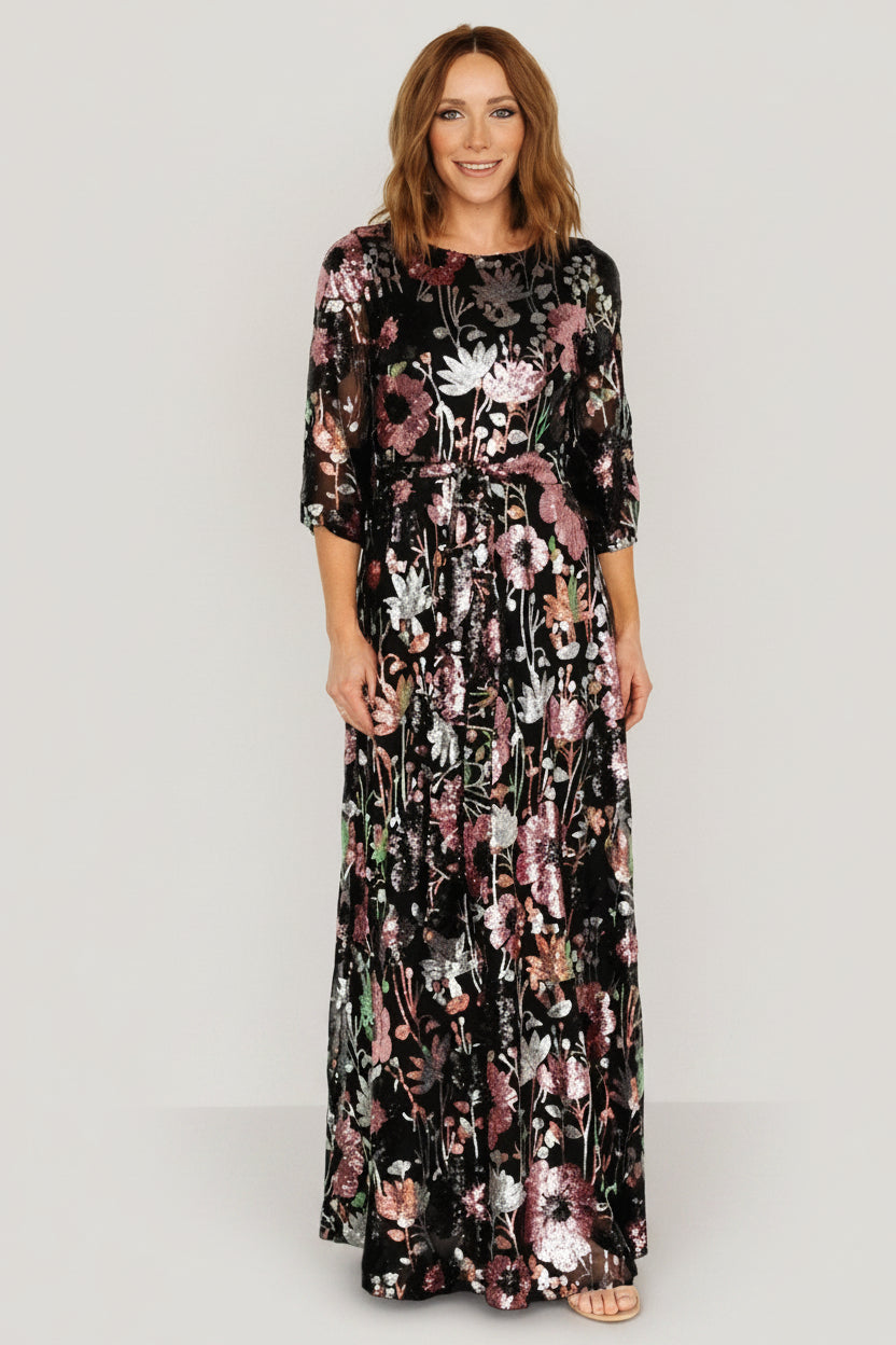 Destiny Sequin Maxi Dress | Baltic Born Black Multi