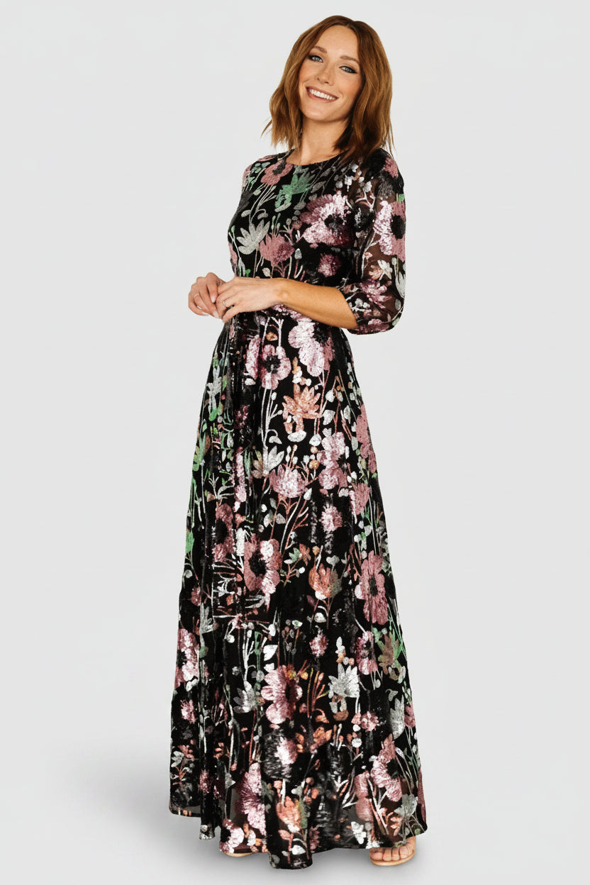 Destiny Sequin Maxi Dress | Baltic Born Black Multi