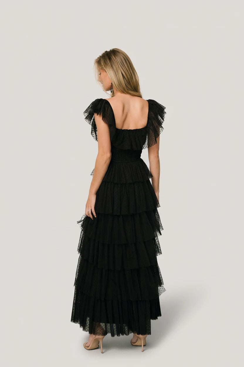 Valora Swiss Dot Tulle Maxi Dress | Baltic Born Black