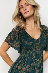 Monica Smocked Dress | Baltic Born Deep Topaz + Gold