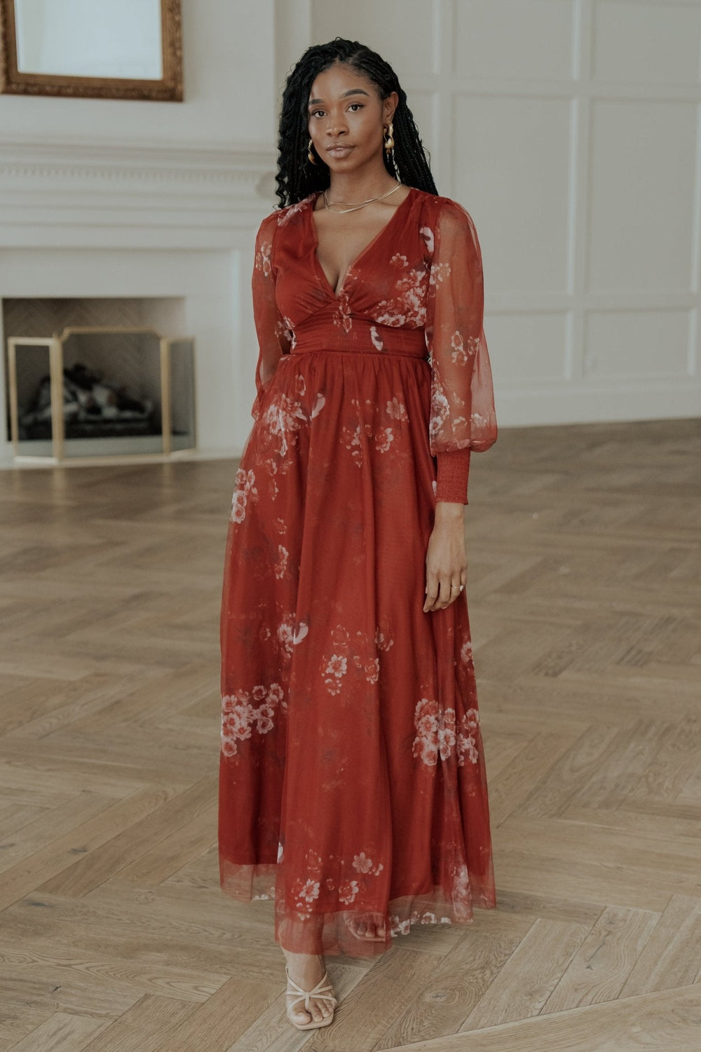 Layla Tulle Maxi Dress | Baltic Born Rust Floral