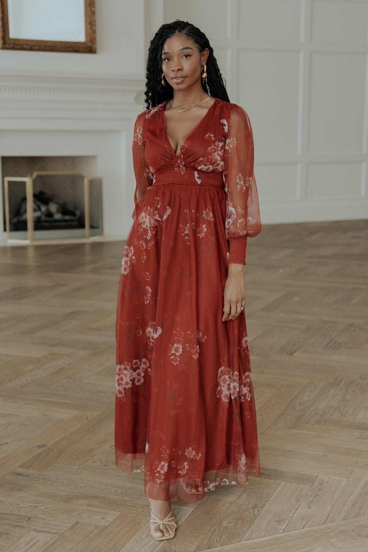 Layla Tulle Maxi Dress | Baltic Born Rust Floral