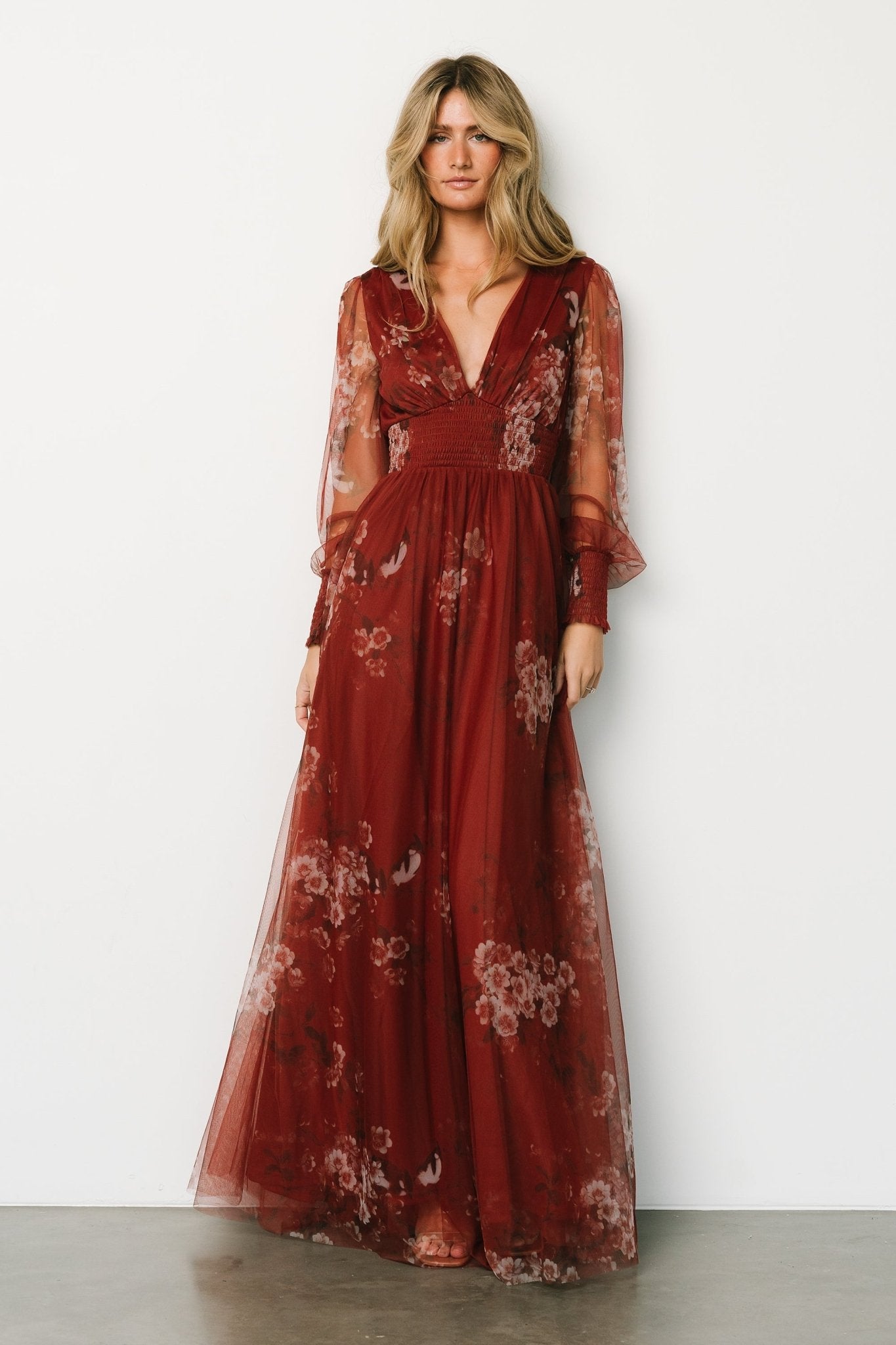 Layla Tulle Maxi Dress | Baltic Born Rust Floral