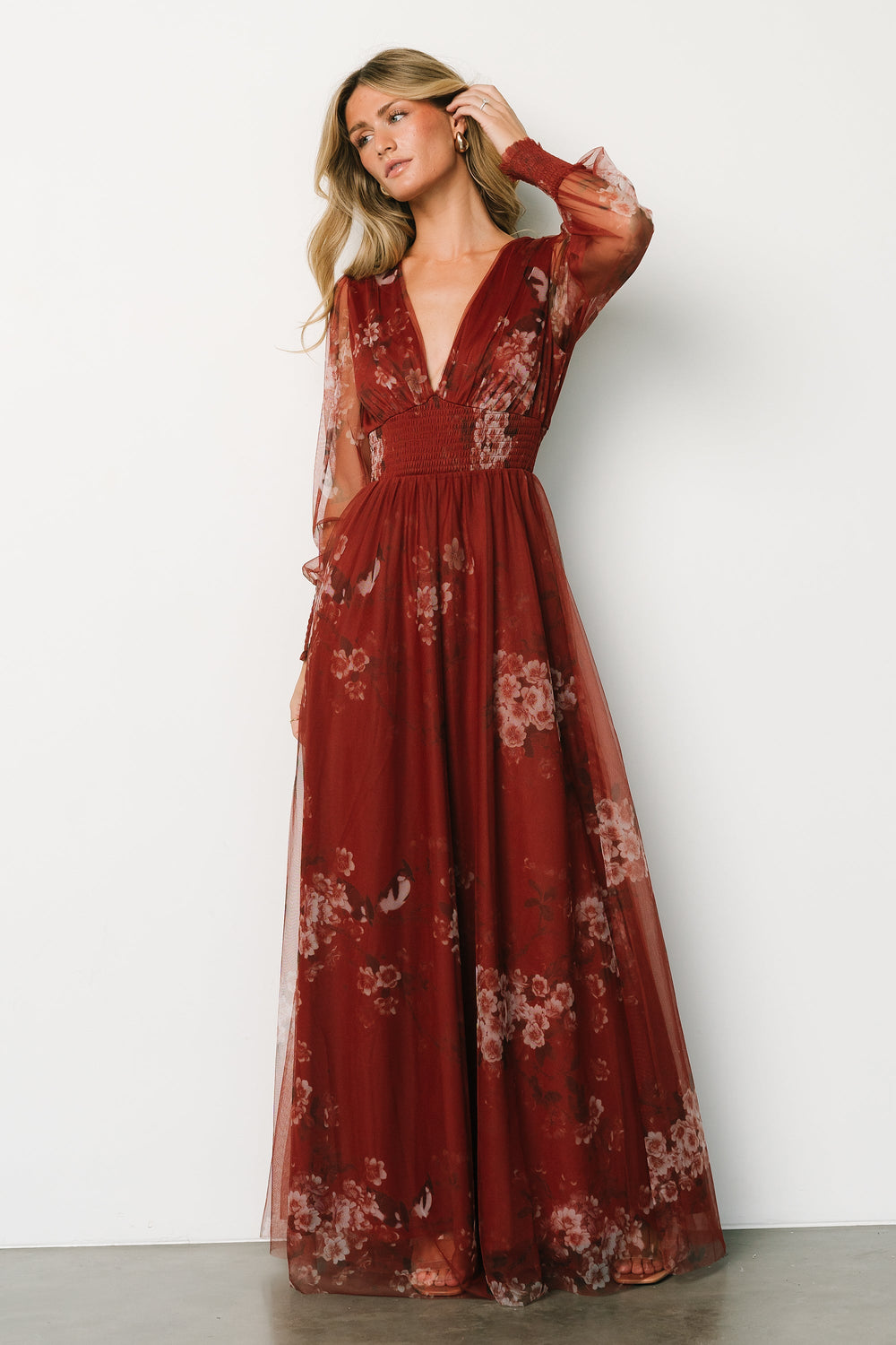 Layla Tulle Maxi Dress | Baltic Born Rust Floral