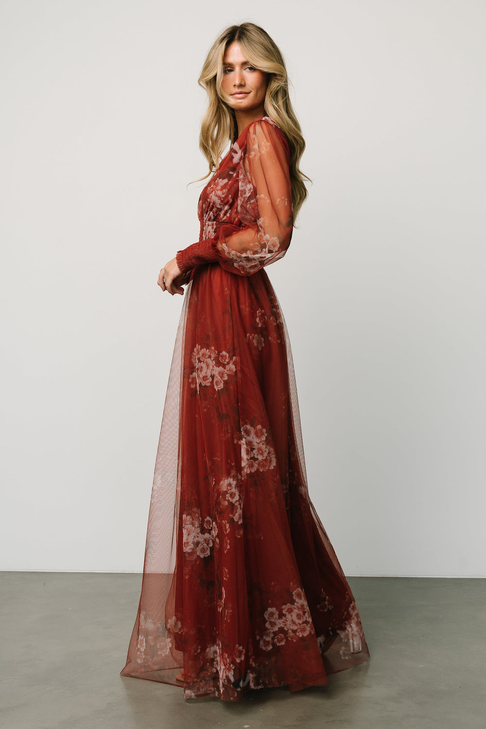 Layla Tulle Maxi Dress | Baltic Born Rust Floral
