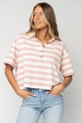 Ruby Striped Top | Baltic Born Pink + White