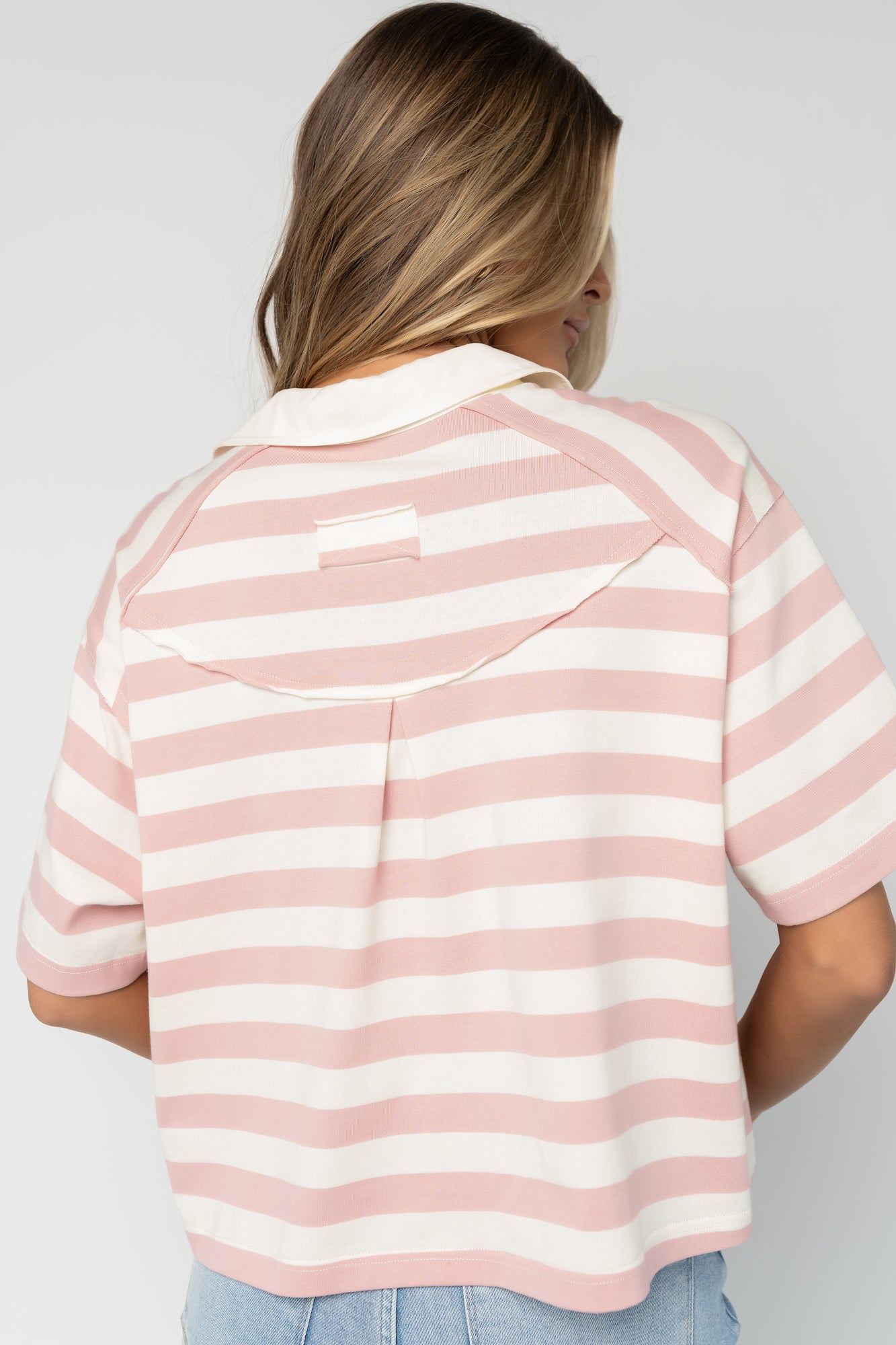 Ruby Striped Top | Baltic Born Pink + White