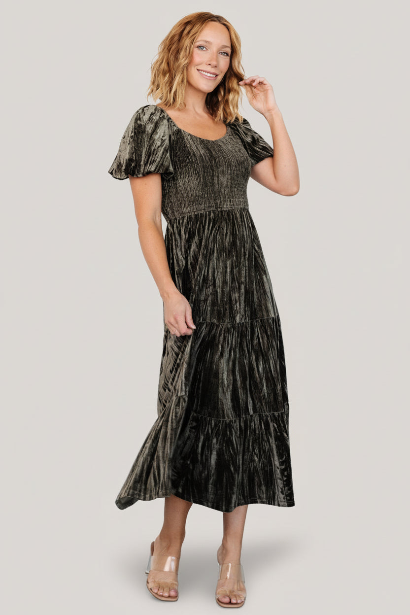 Colleen Velvet Maxi Dress | Baltic Born Olive