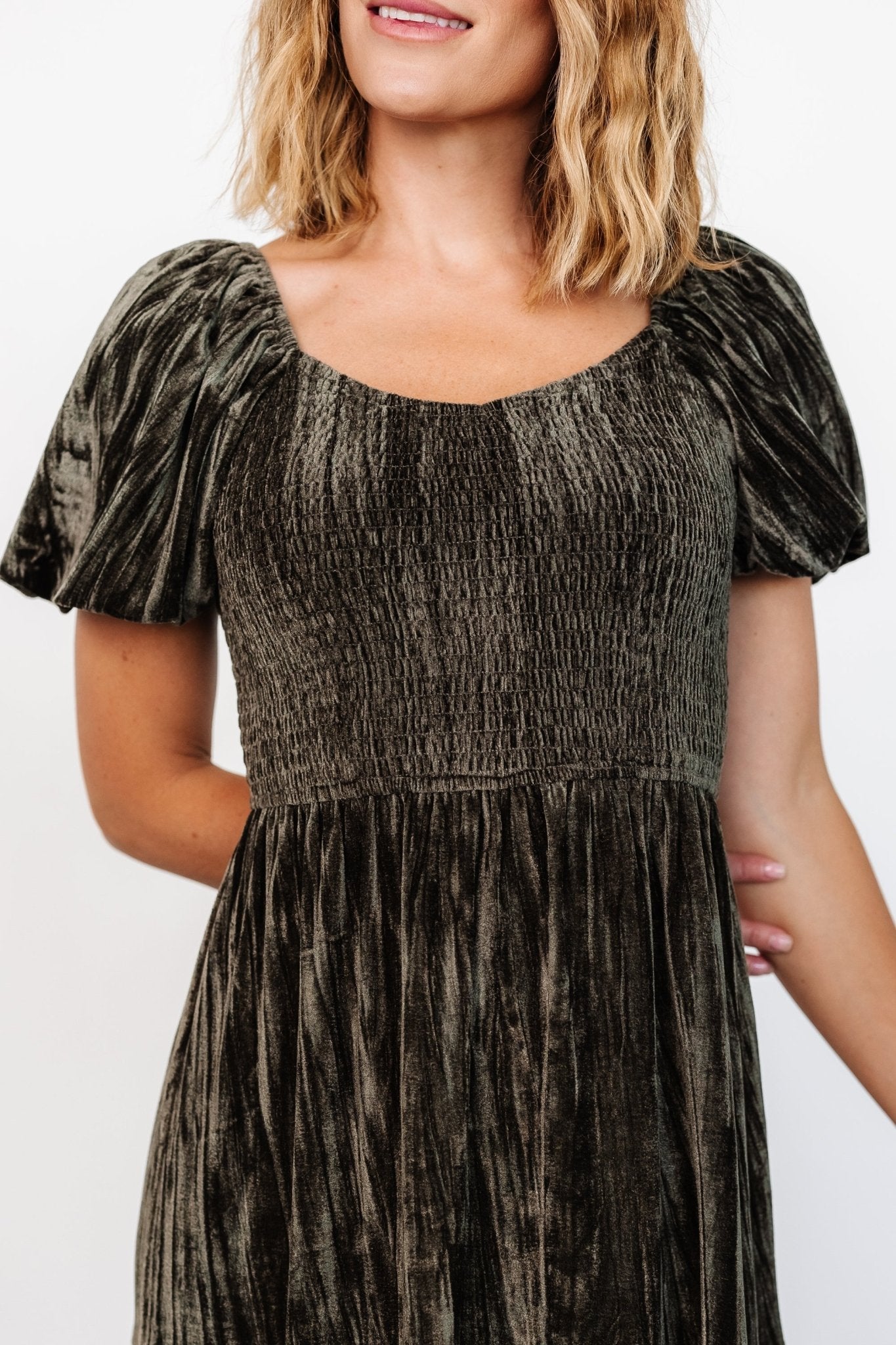 Colleen Velvet Maxi Dress | Baltic Born Olive