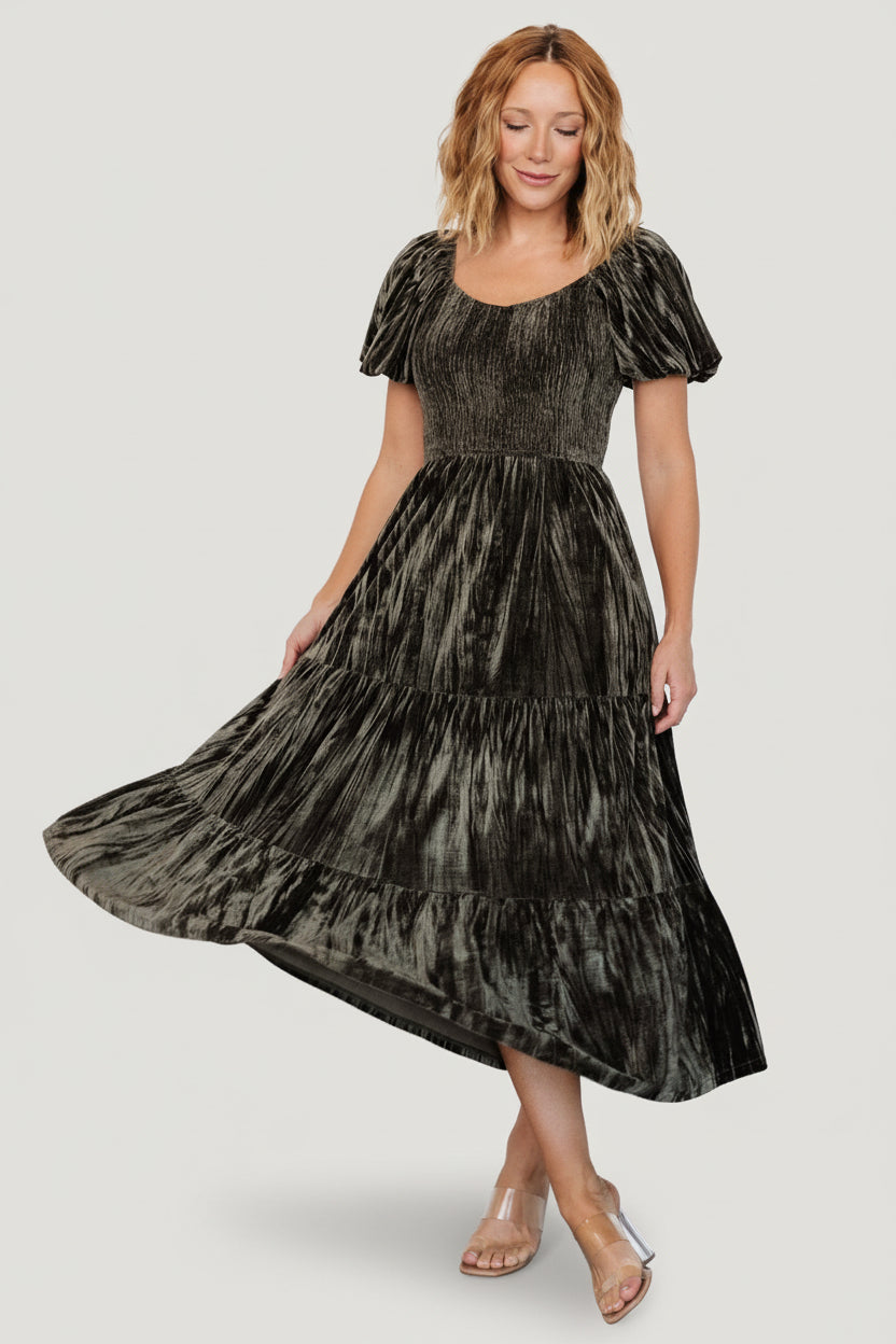Colleen Velvet Maxi Dress | Baltic Born Olive