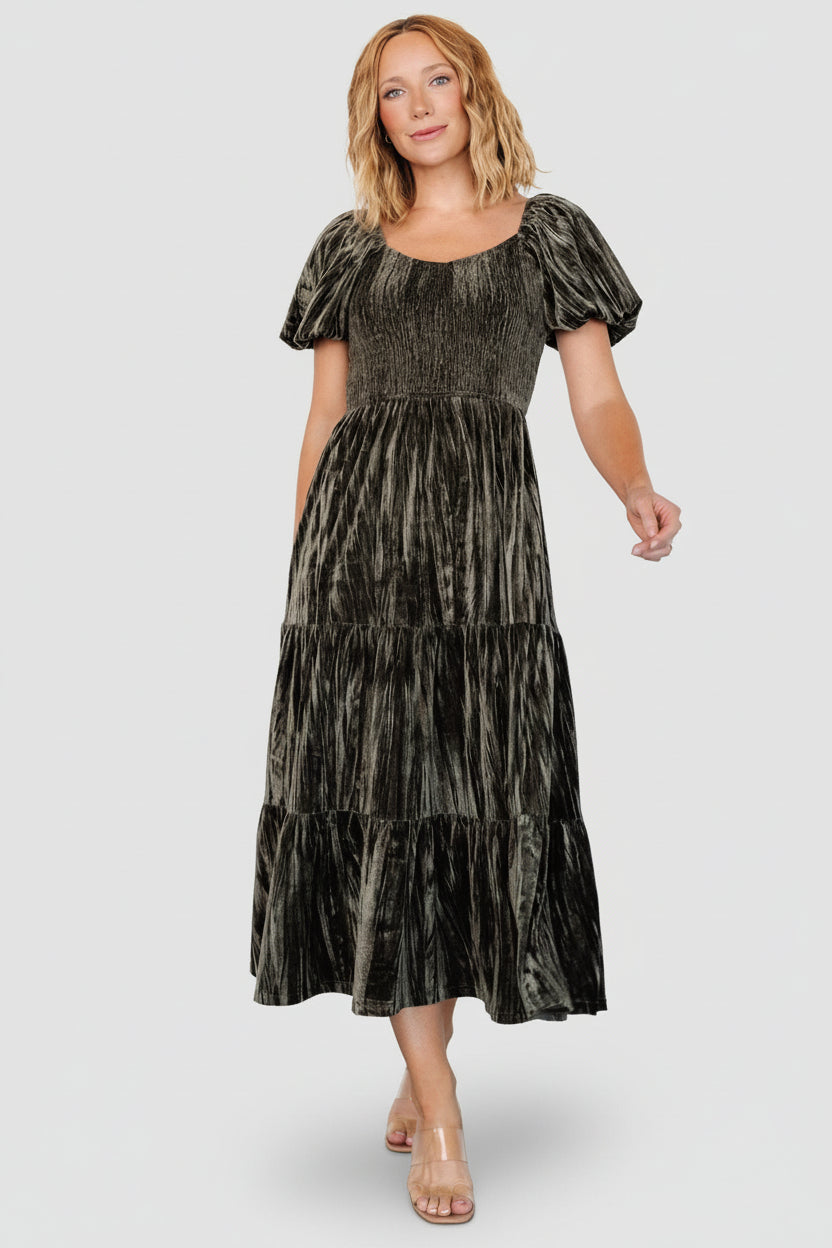 Colleen Velvet Maxi Dress | Baltic Born Olive