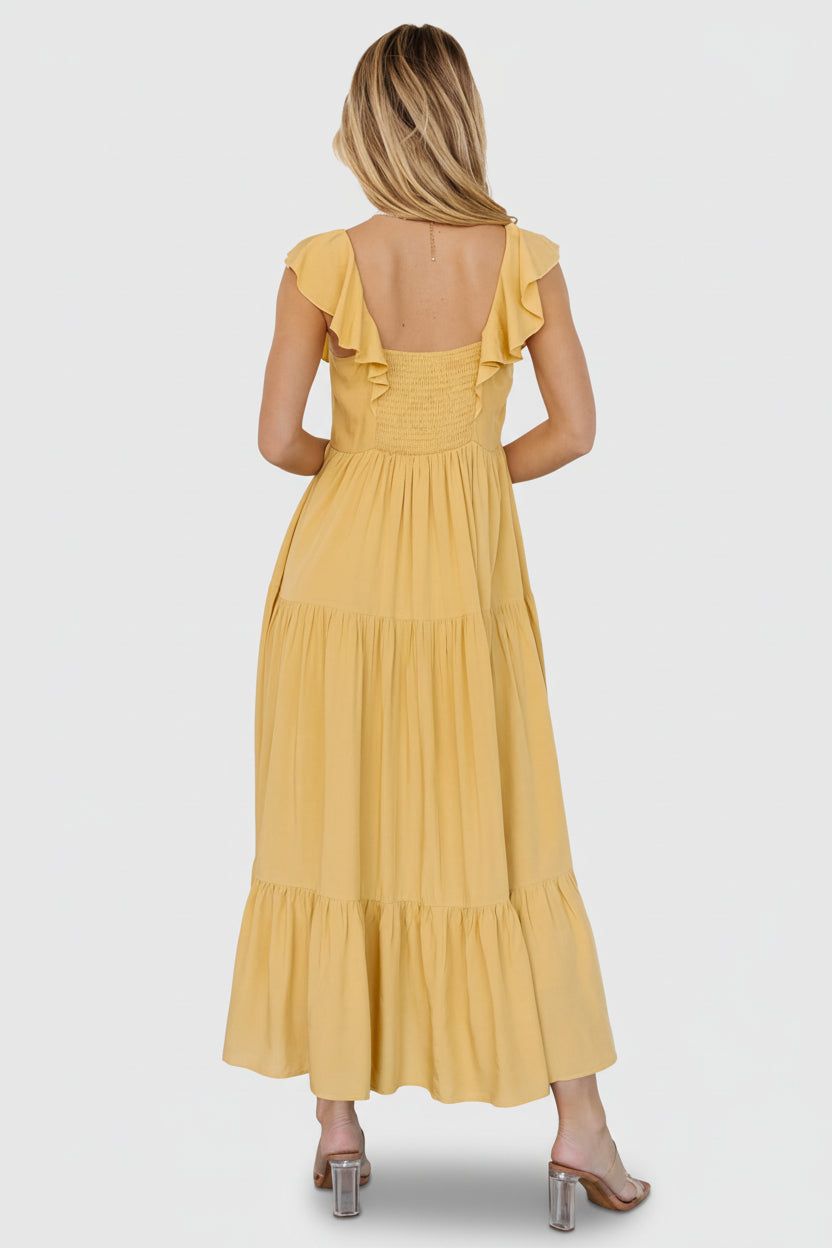Ellie Ruffle Top Dress | Baltic Born Golden Yellow
