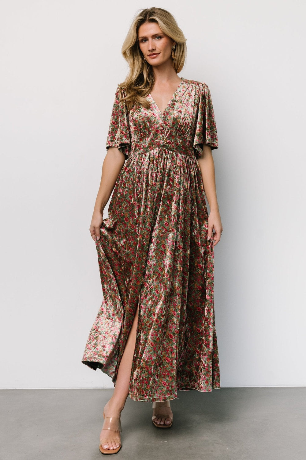 Irina Velvet Maxi Dress | Baltic Born Green Multi Floral