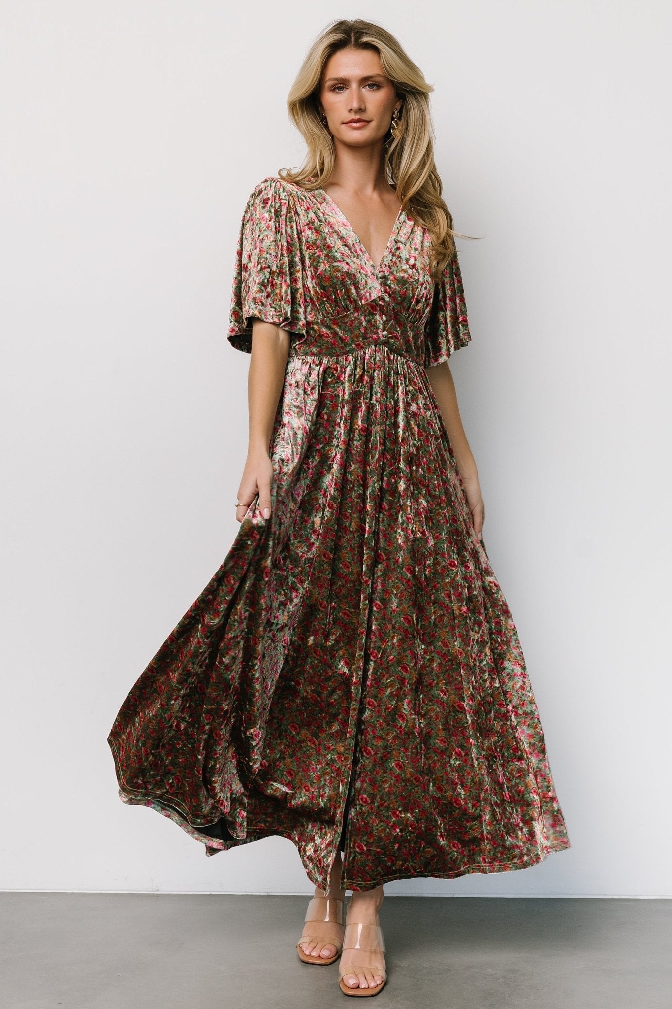 Irina Velvet Maxi Dress | Baltic Born Green Multi Floral