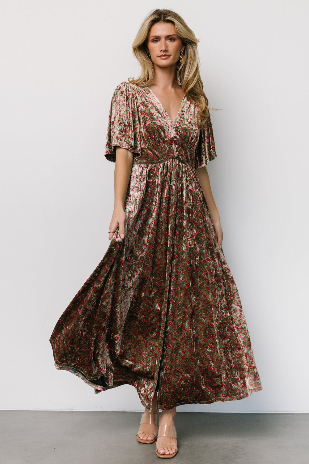 Irina Velvet Maxi Dress | Baltic Born Green Multi Floral
