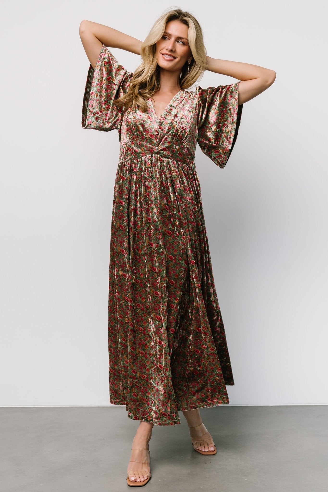 Irina Velvet Maxi Dress | Baltic Born Green Multi Floral