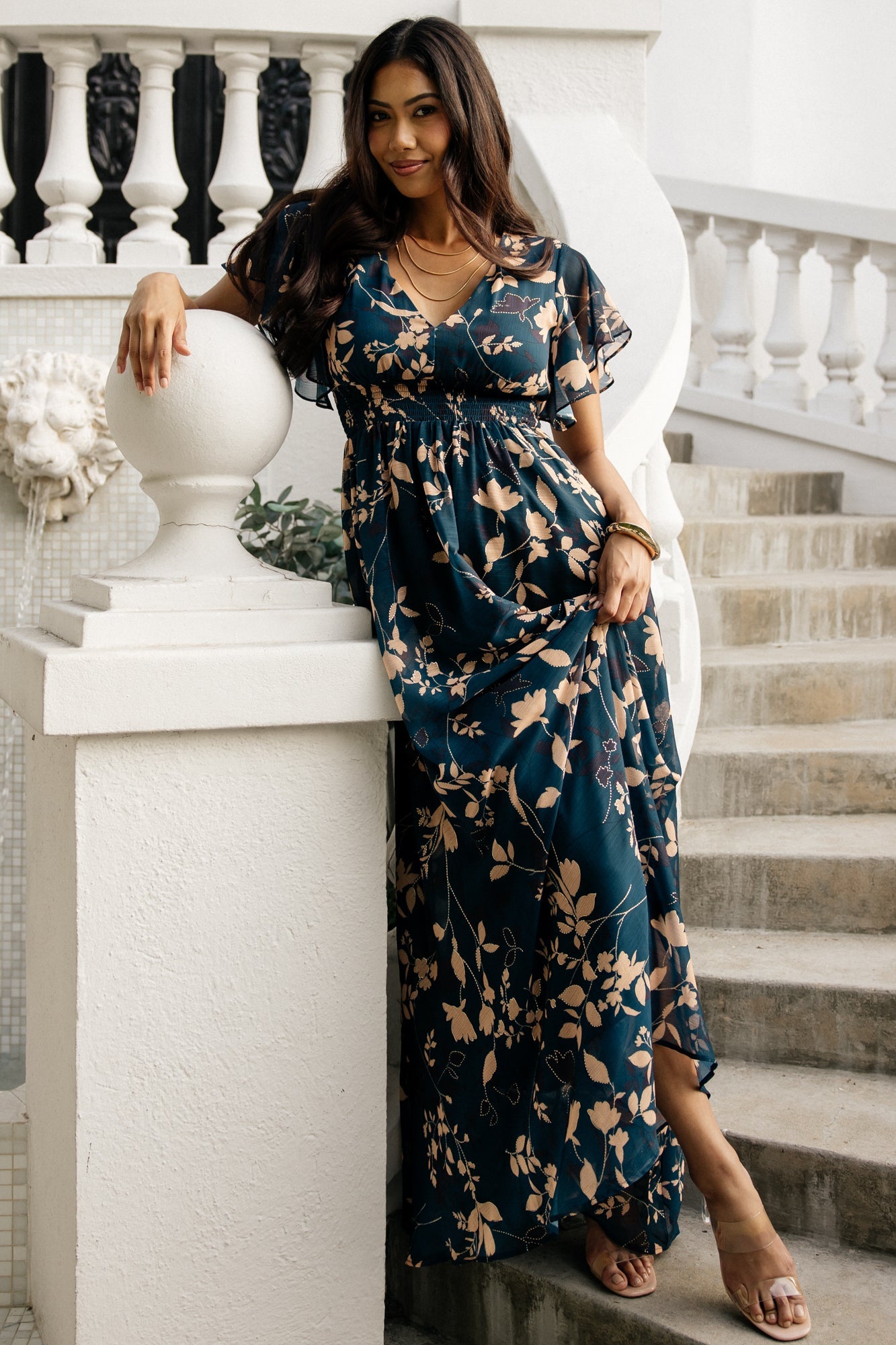 Lynlee Metallic Maxi Dress | Baltic Born Topaz