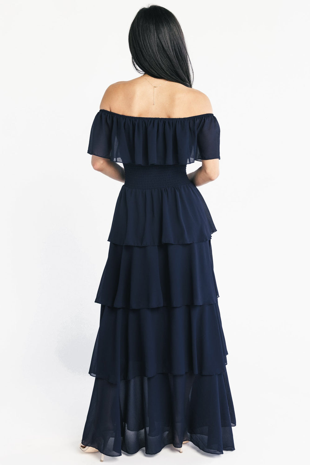 Carina Off Shoulder Maxi Dress | Baltic Born Navy
