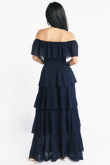 Carina Off Shoulder Maxi Dress | Baltic Born Navy