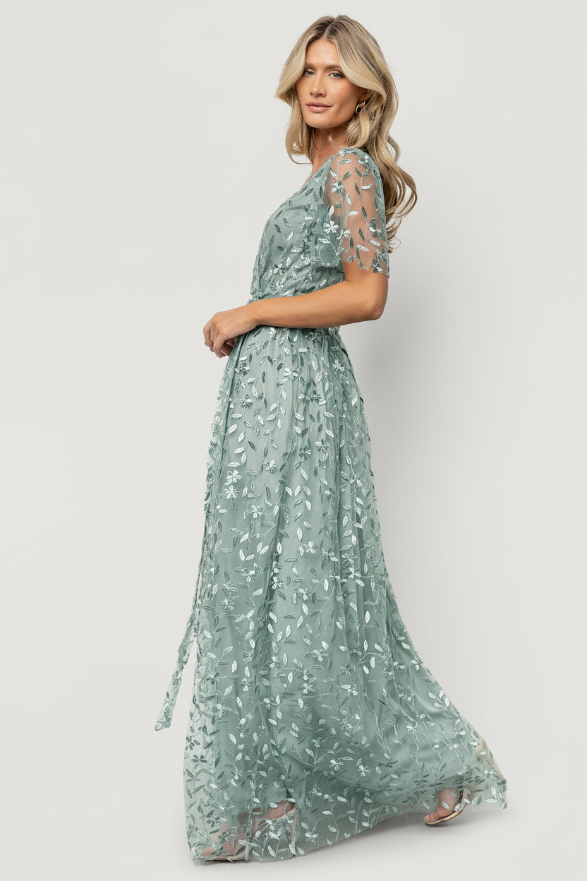 Marseille Embossed Maxi Dress | Baltic Born Eucalyptus