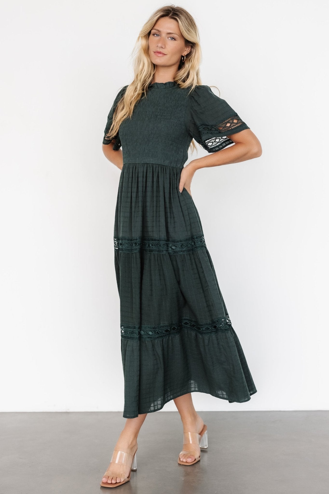 Loveland Geo Lace Maxi Dress | Baltic Born Dark Green