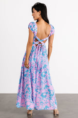 Tabitha Open Back Maxi Dress | Baltic Born Blue + Pink