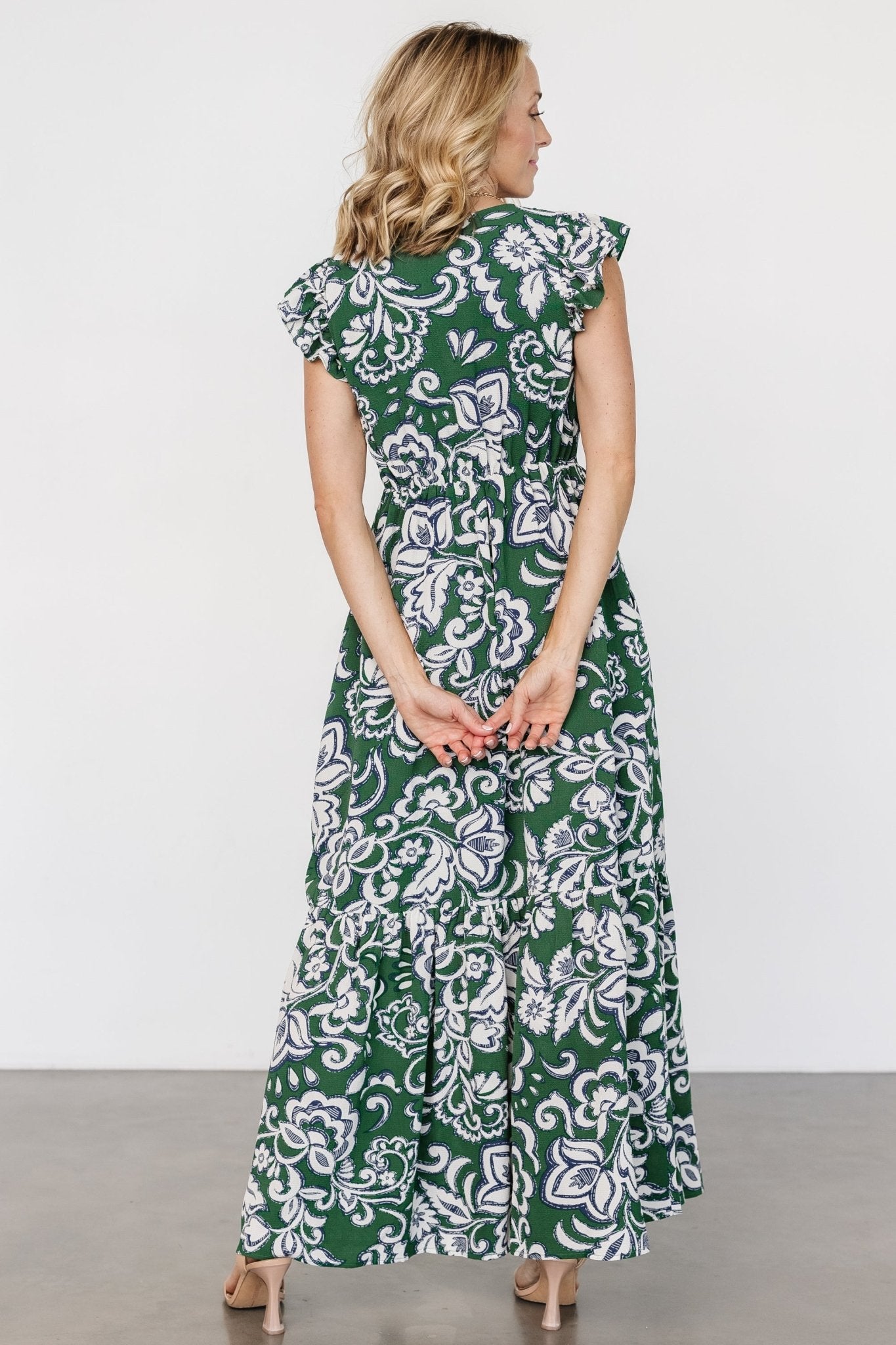 Kaia Button Maxi Dress | Baltic Born Green Print