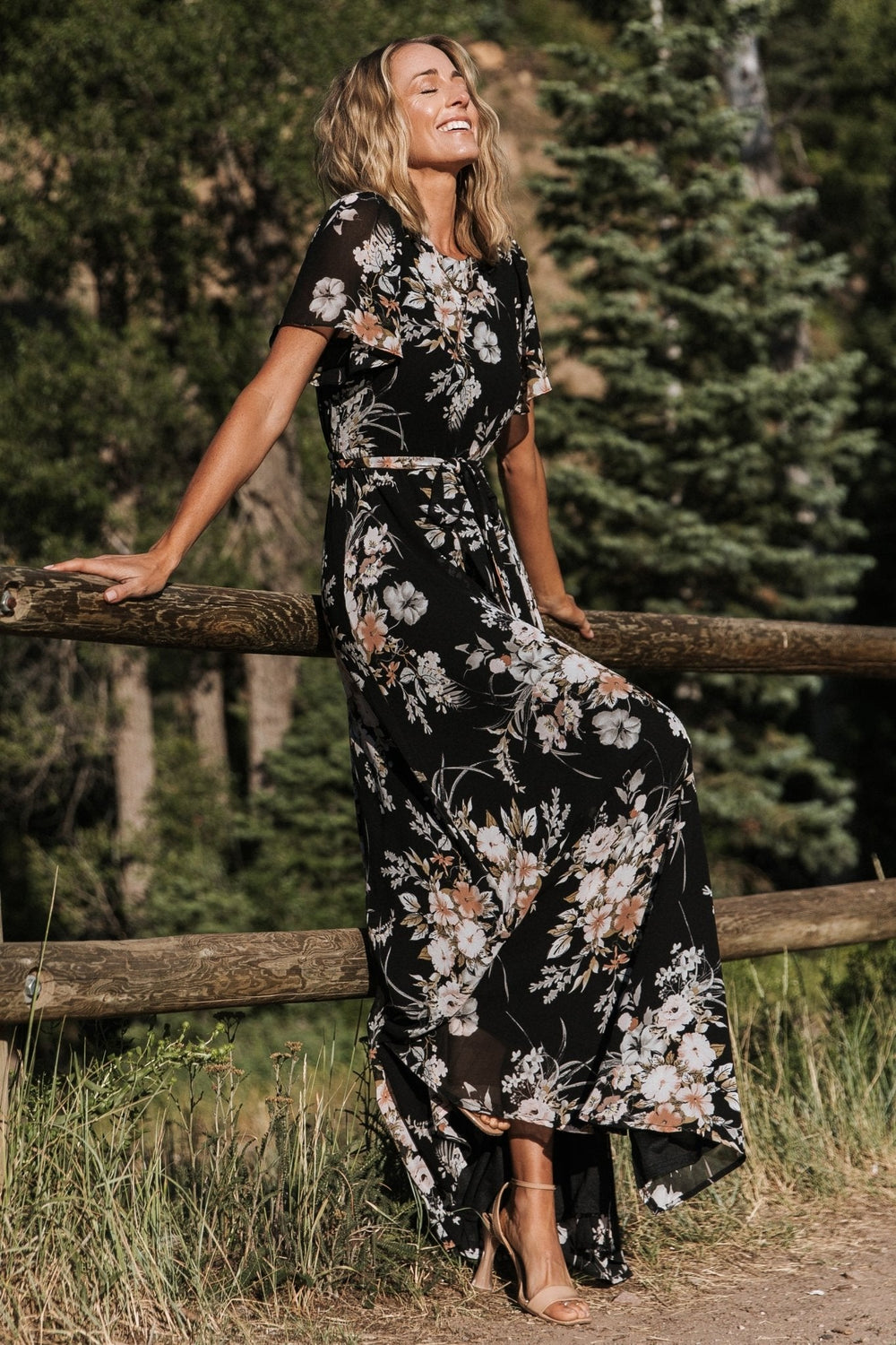 Naomi Short Sleeve Maxi Dress | Baltic Born Black Floral