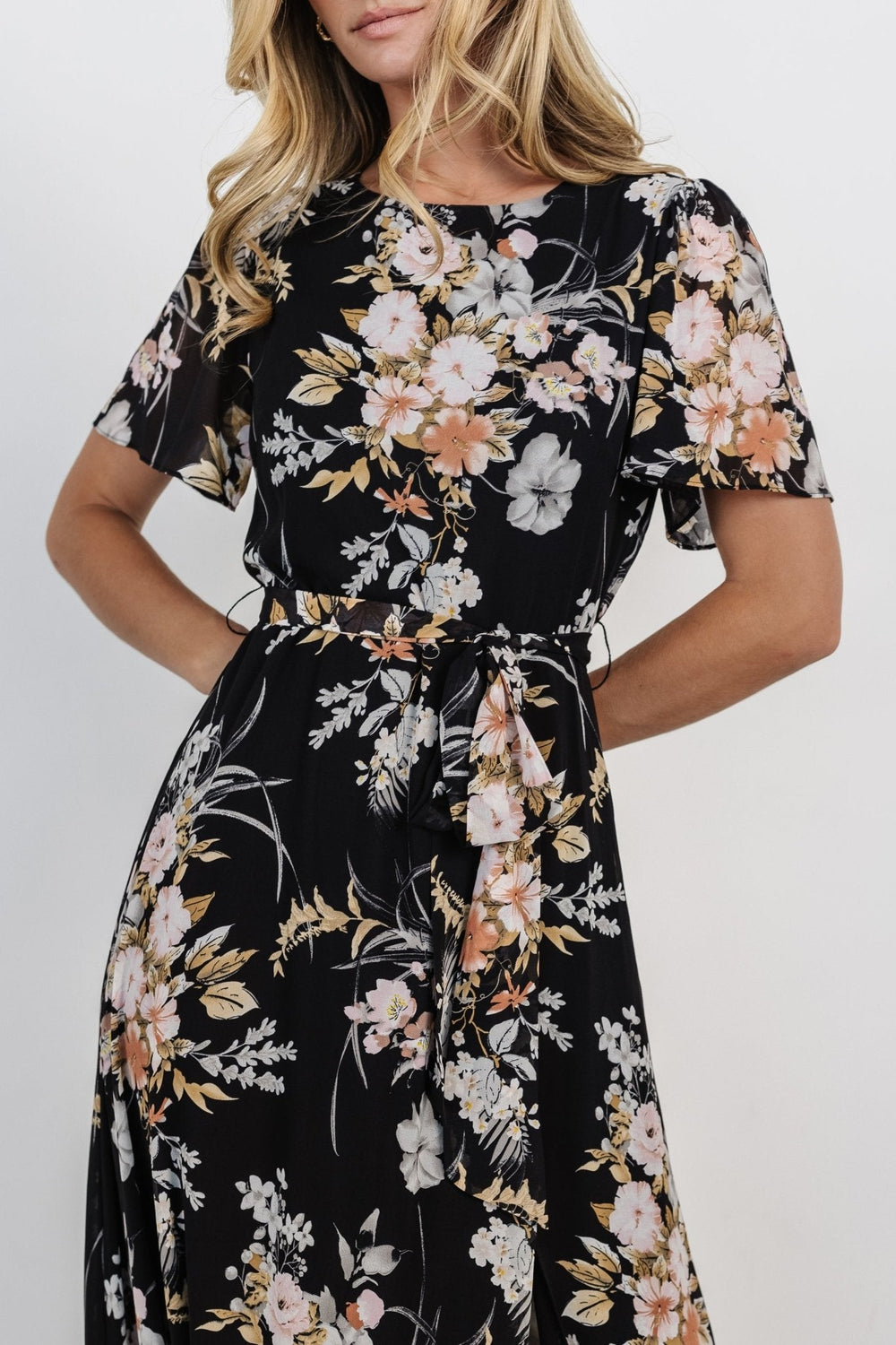 Naomi Short Sleeve Maxi Dress | Baltic Born Black Floral