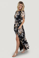 Naomi Short Sleeve Maxi Dress | Baltic Born Black Floral
