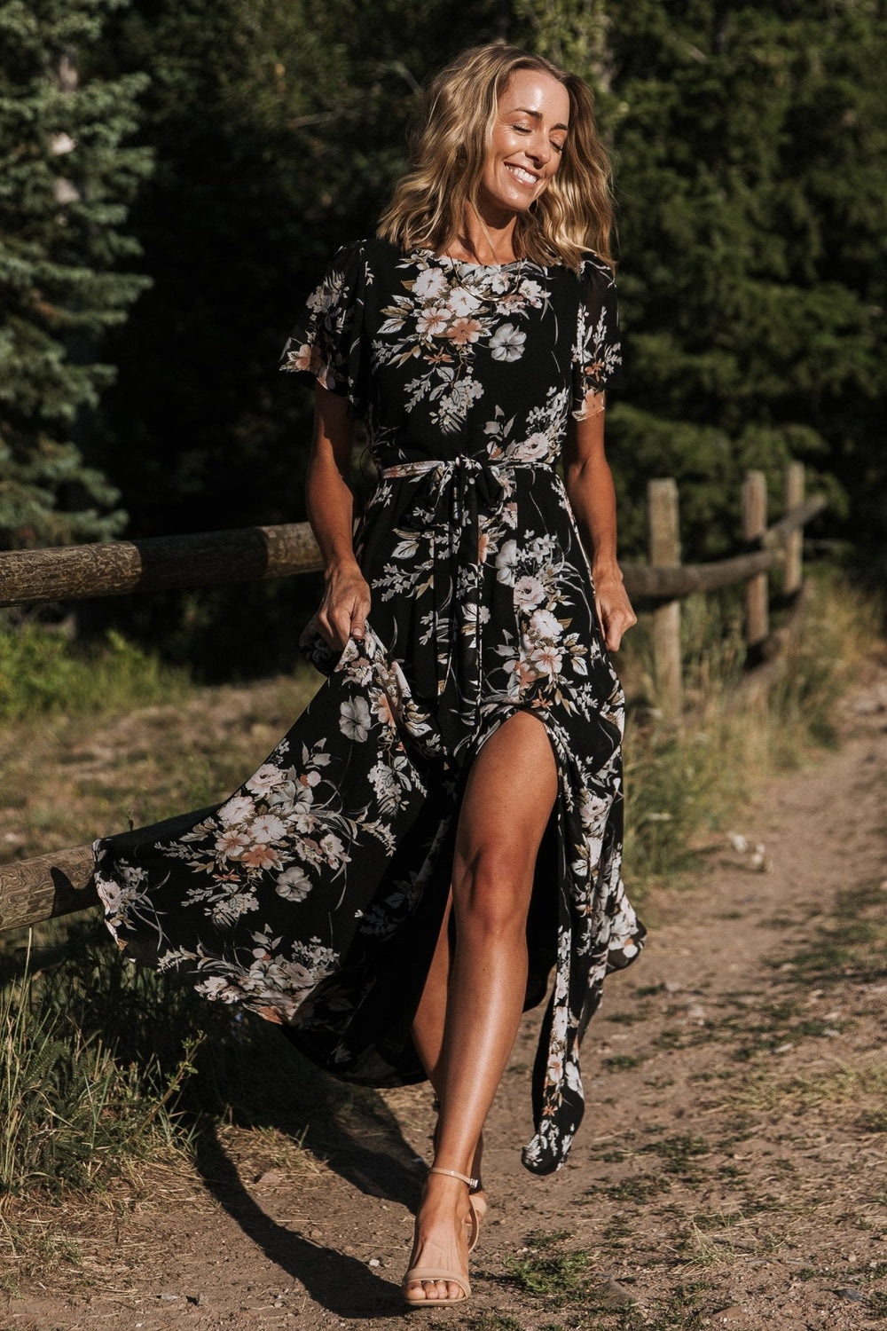 Naomi Short Sleeve Maxi Dress | Baltic Born Black Floral