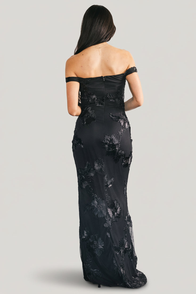 Kinsley Off Shoulder Maxi Dress | Baltic Born Black Floral