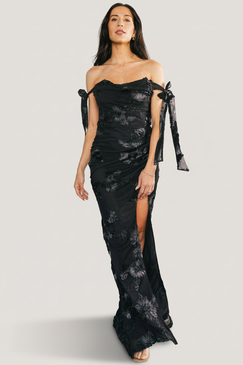 Kinsley Off Shoulder Maxi Dress | Baltic Born Black Floral