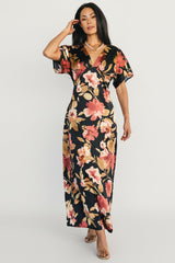 Milana Satin Maxi Dress | Baltic Born Black Floral