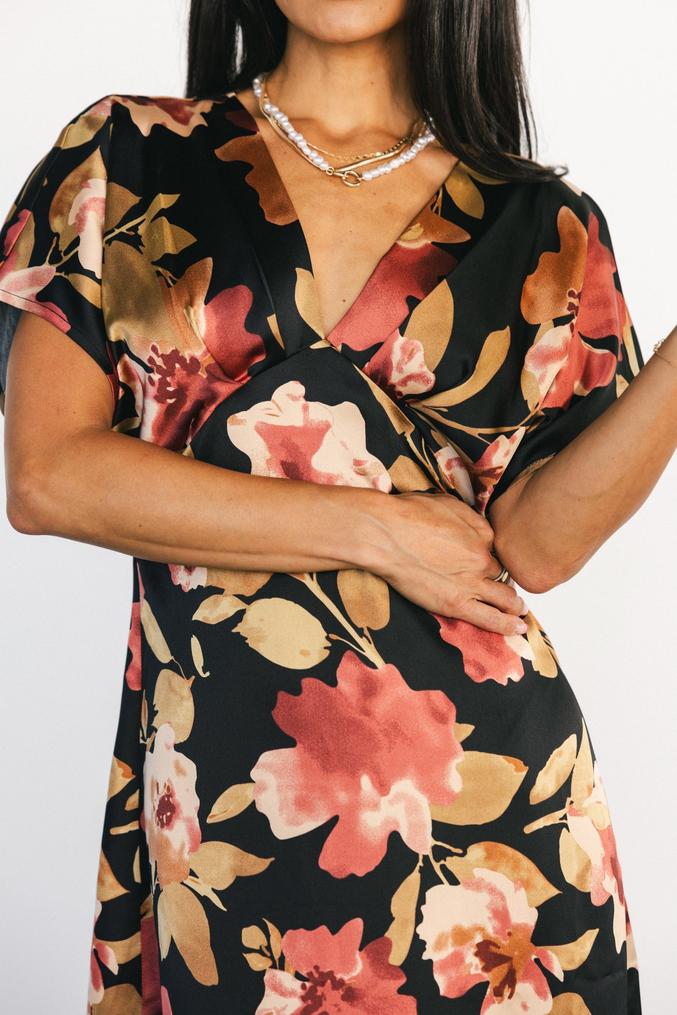 Milana Satin Maxi Dress | Baltic Born Black Floral