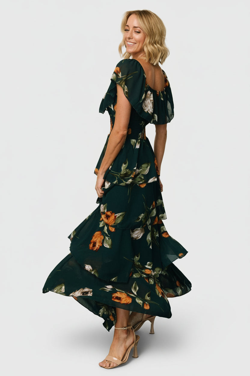 Carina Off Shoulder Maxi Dress | Baltic Born Deep Topaz Floral