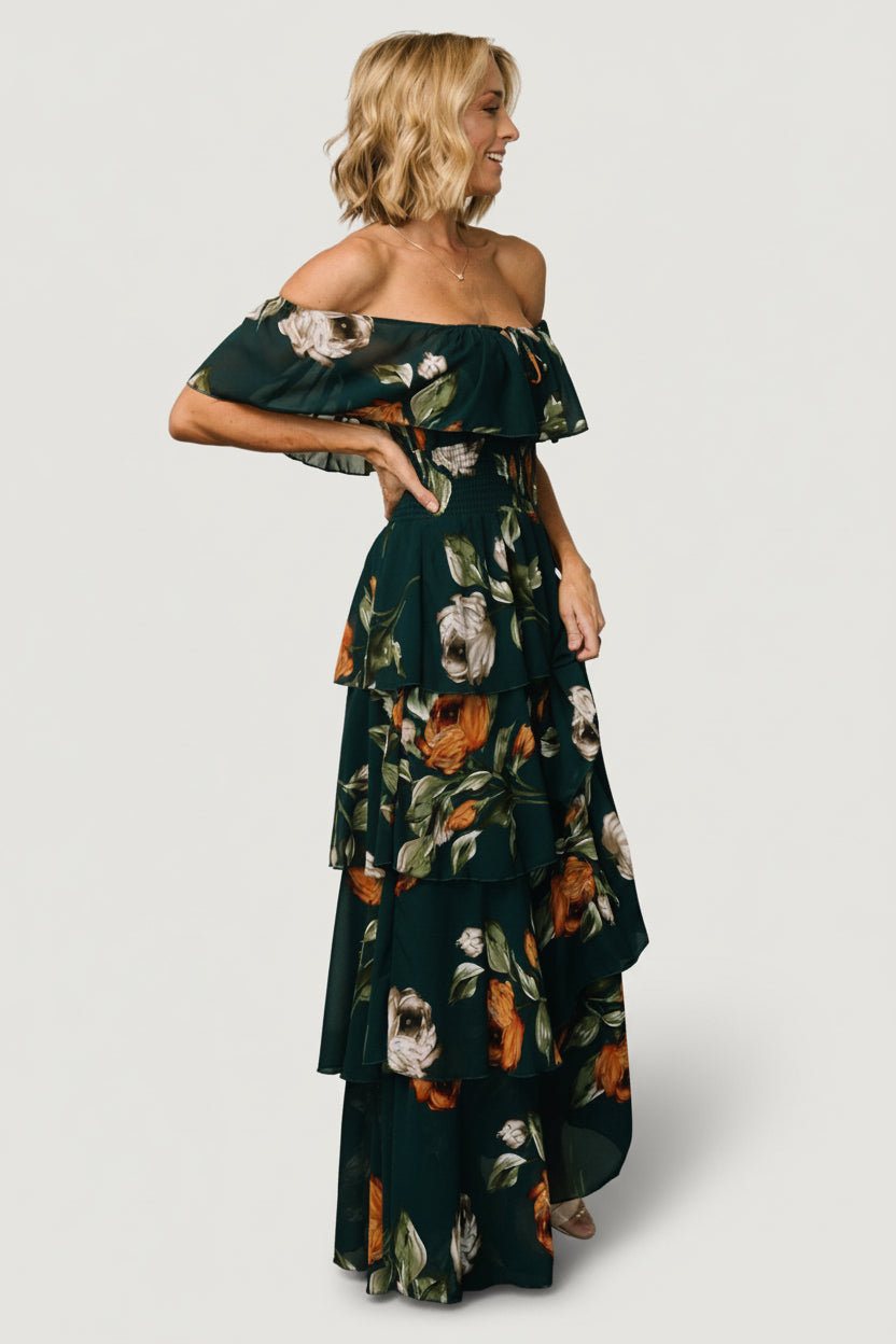 Carina Off Shoulder Maxi Dress | Baltic Born Deep Topaz Floral