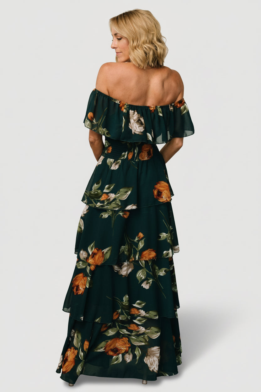 Carina Off Shoulder Maxi Dress | Baltic Born Deep Topaz Floral