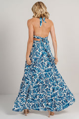 Brett Halter Maxi Dress | Baltic Born Cobalt Print