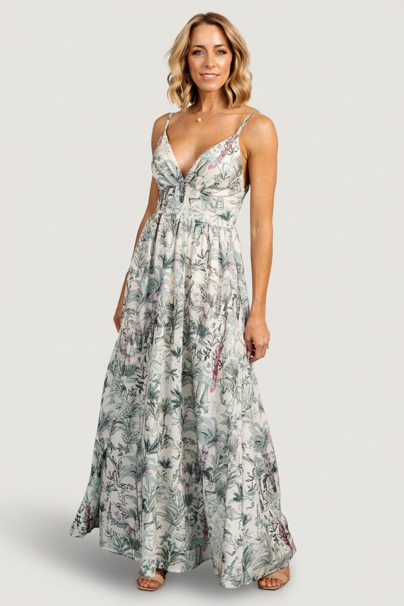 Naia Maxi Dress | Baltic Born Natural + Sage Print
