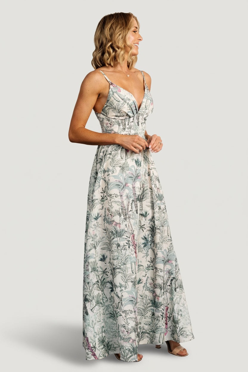 Naia Maxi Dress | Baltic Born Natural + Sage Print
