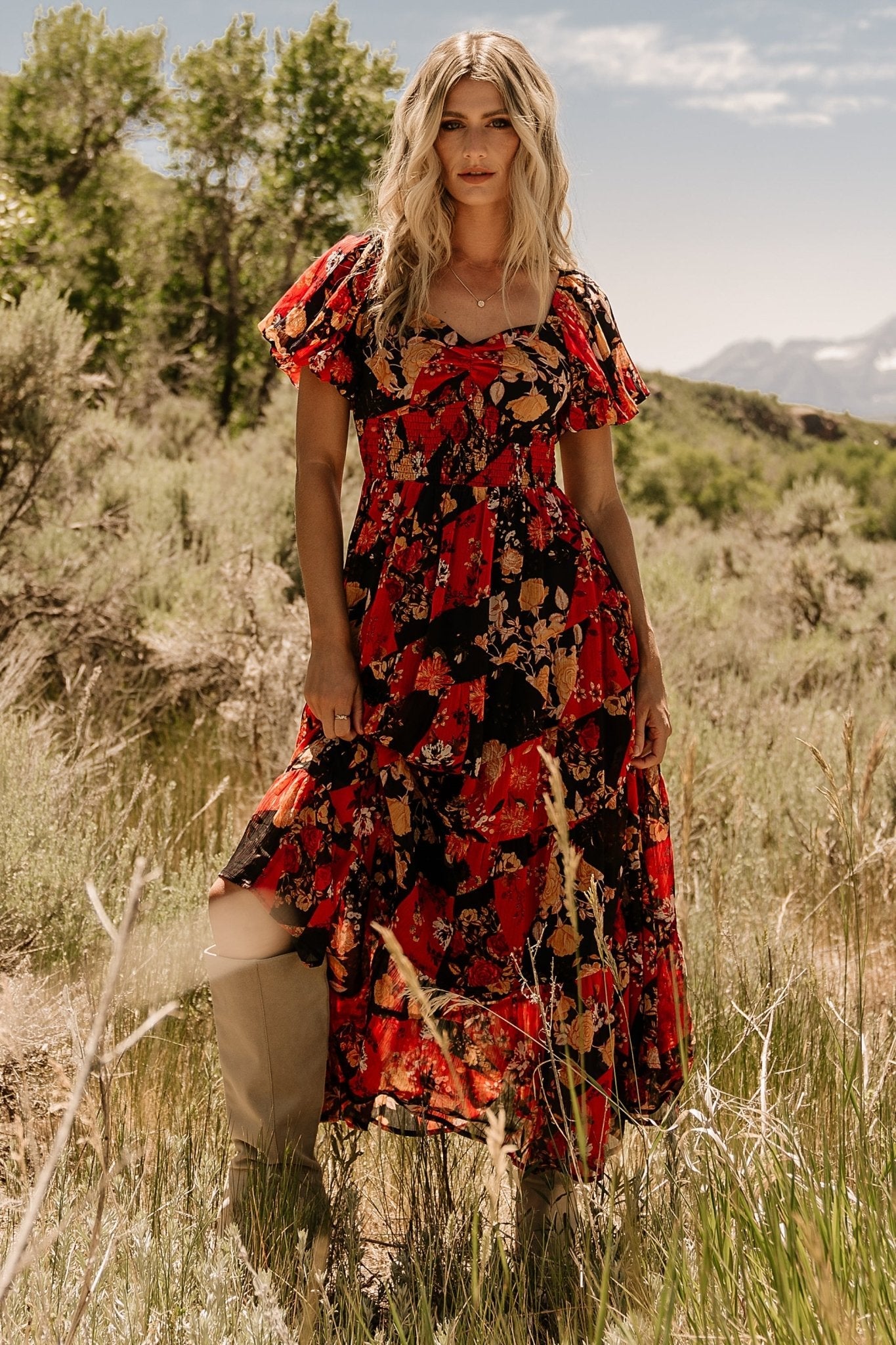 Suzy Maxi Dress | Baltic Born Black + Red Multi