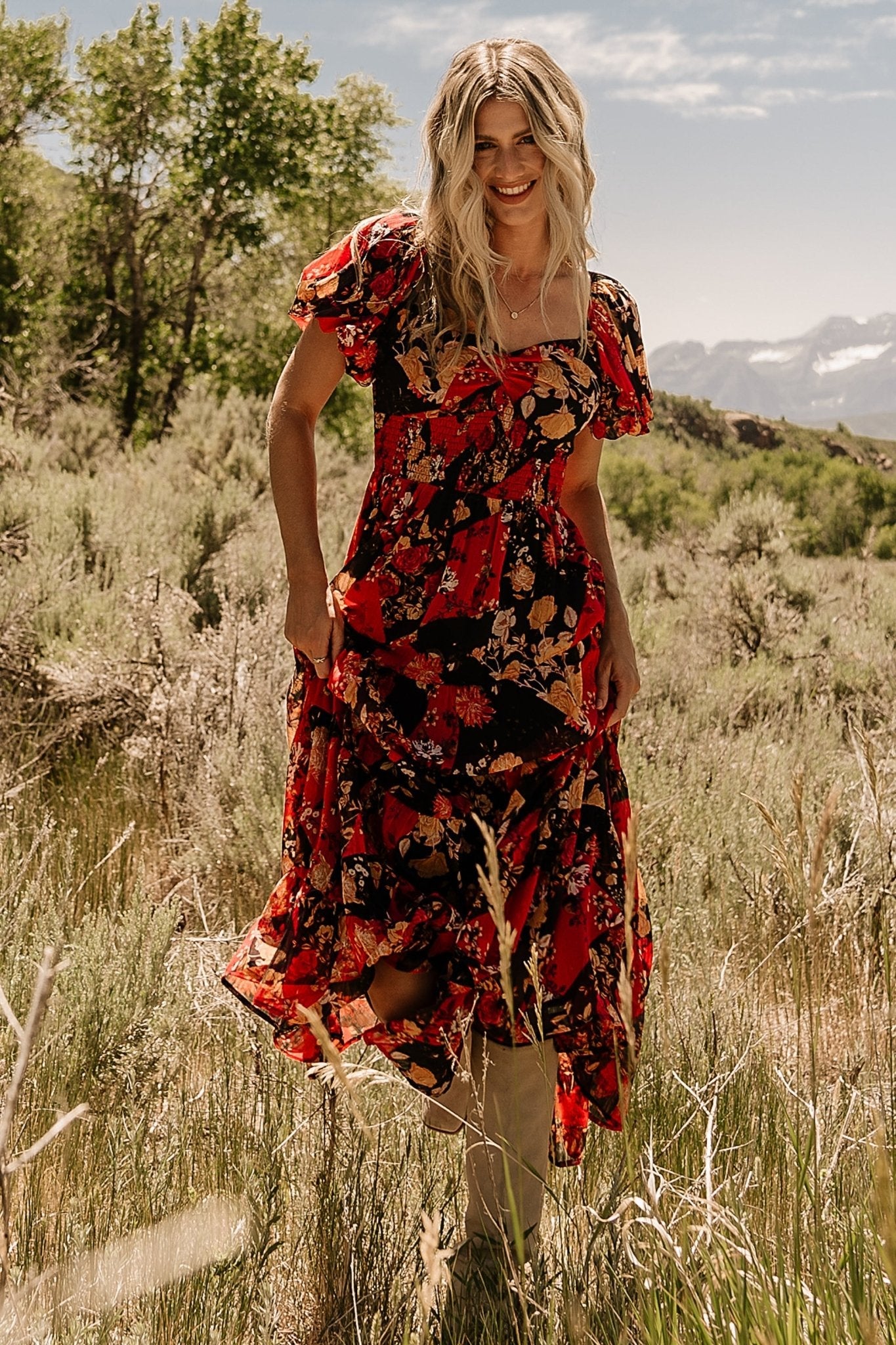 Suzy Maxi Dress | Baltic Born Black + Red Multi