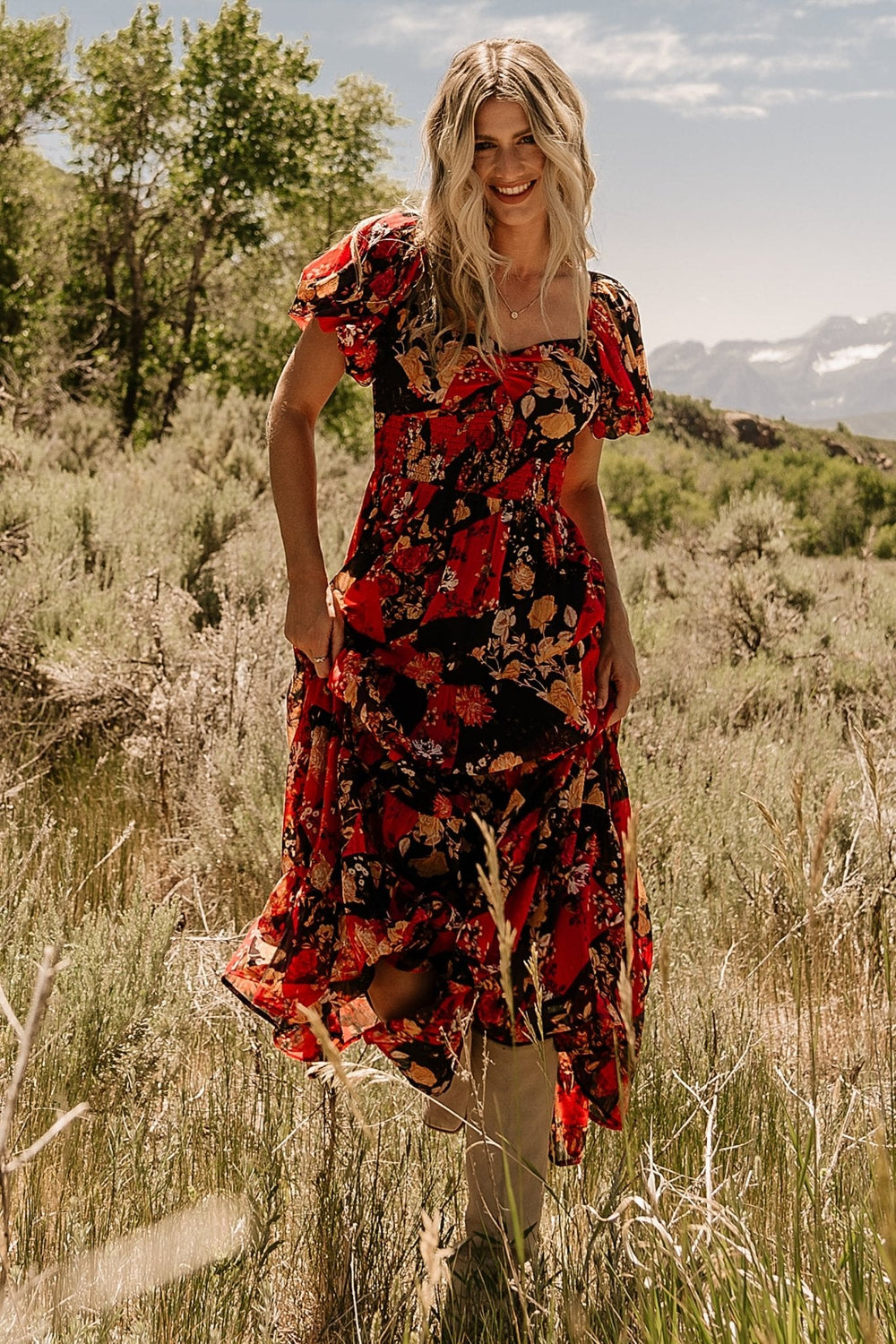 Suzy Maxi Dress | Baltic Born Black + Red Multi
