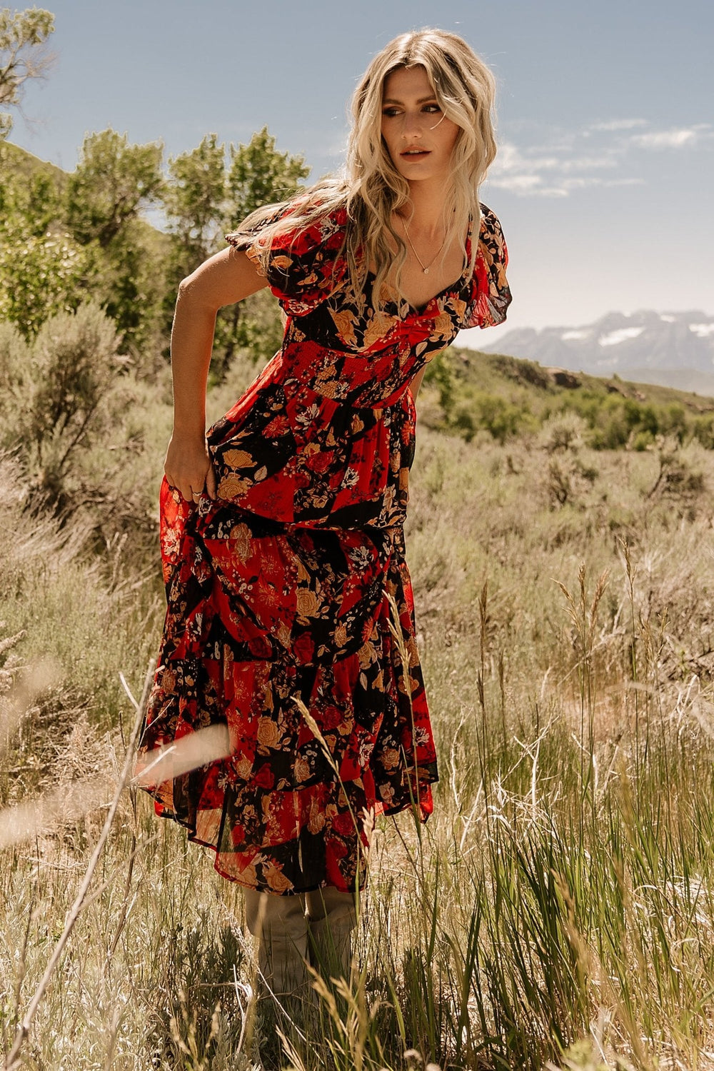 Suzy Maxi Dress | Baltic Born Black + Red Multi