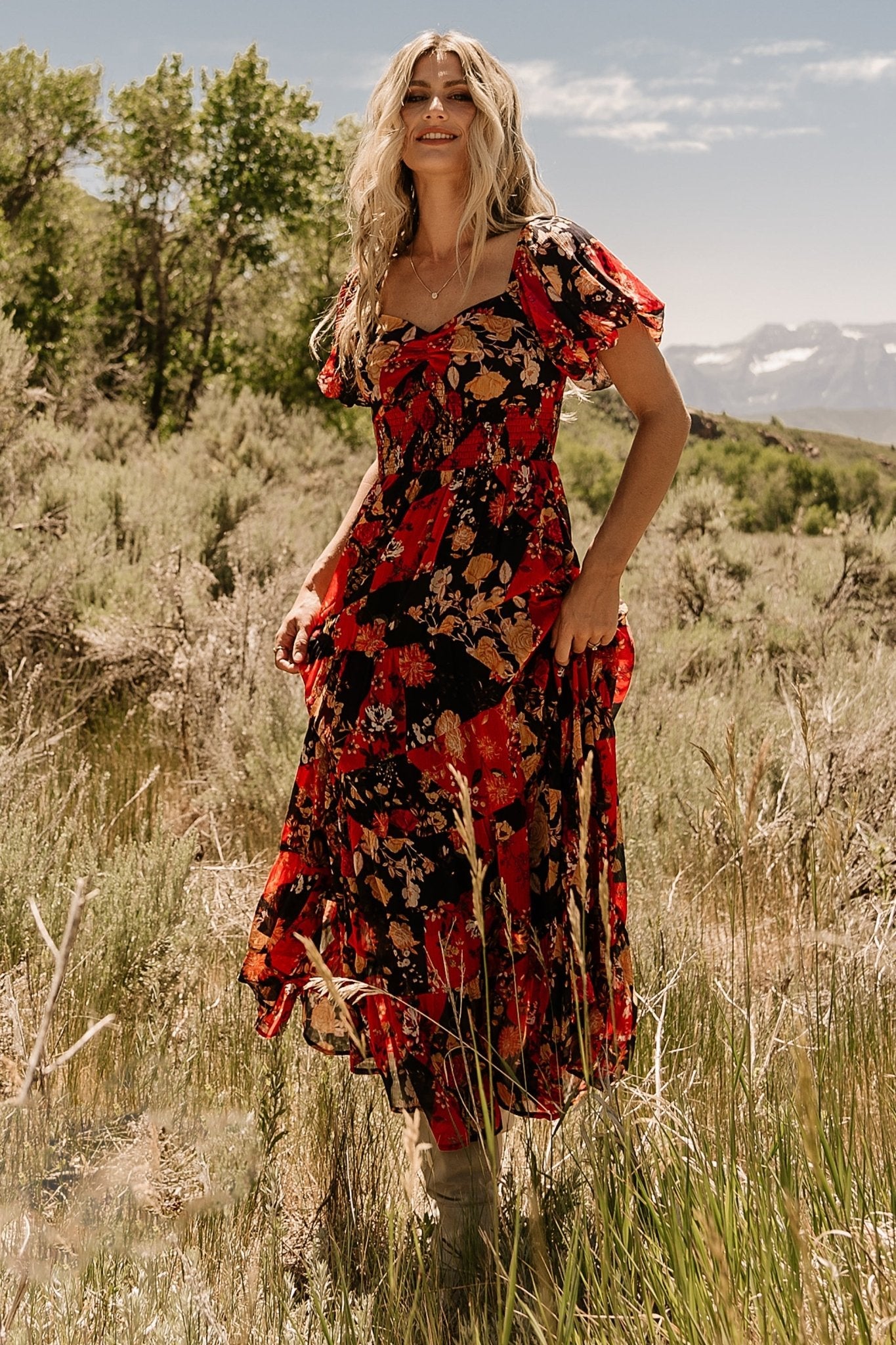 Suzy Maxi Dress | Baltic Born Black + Red Multi