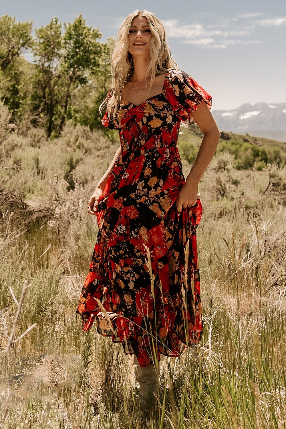 Suzy Maxi Dress | Baltic Born Black + Red Multi