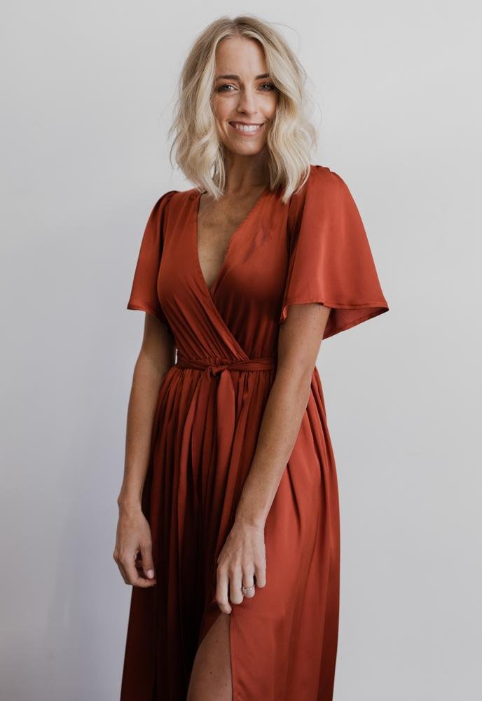 Sicily Satin Maxi Dress | Baltic Born Rust