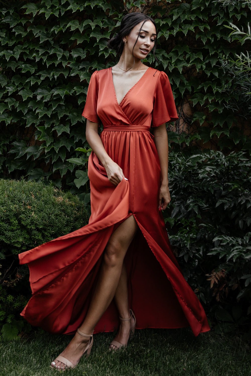 Sicily Satin Maxi Dress | Baltic Born Rust