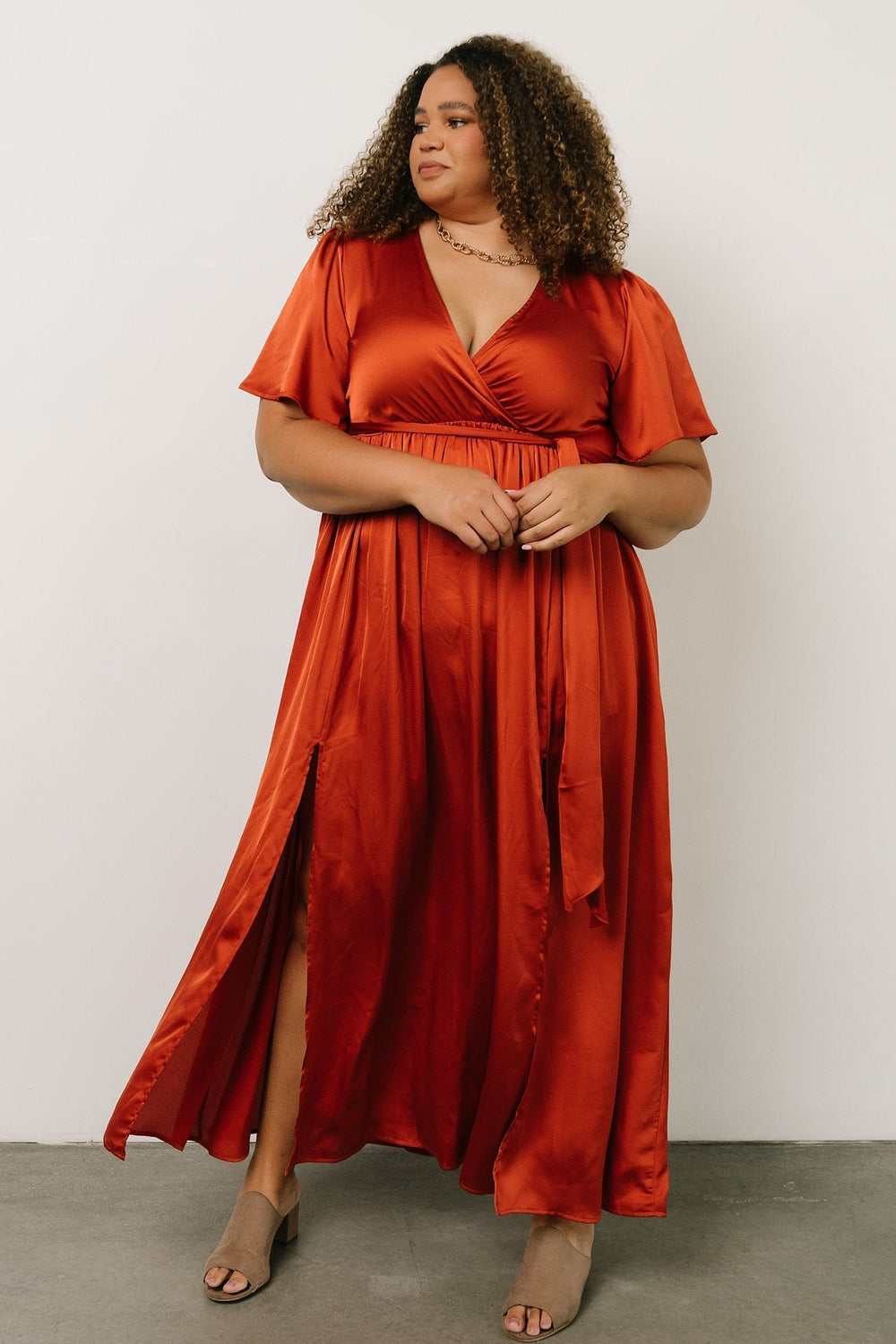 Sicily Satin Maxi Dress | Baltic Born Rust